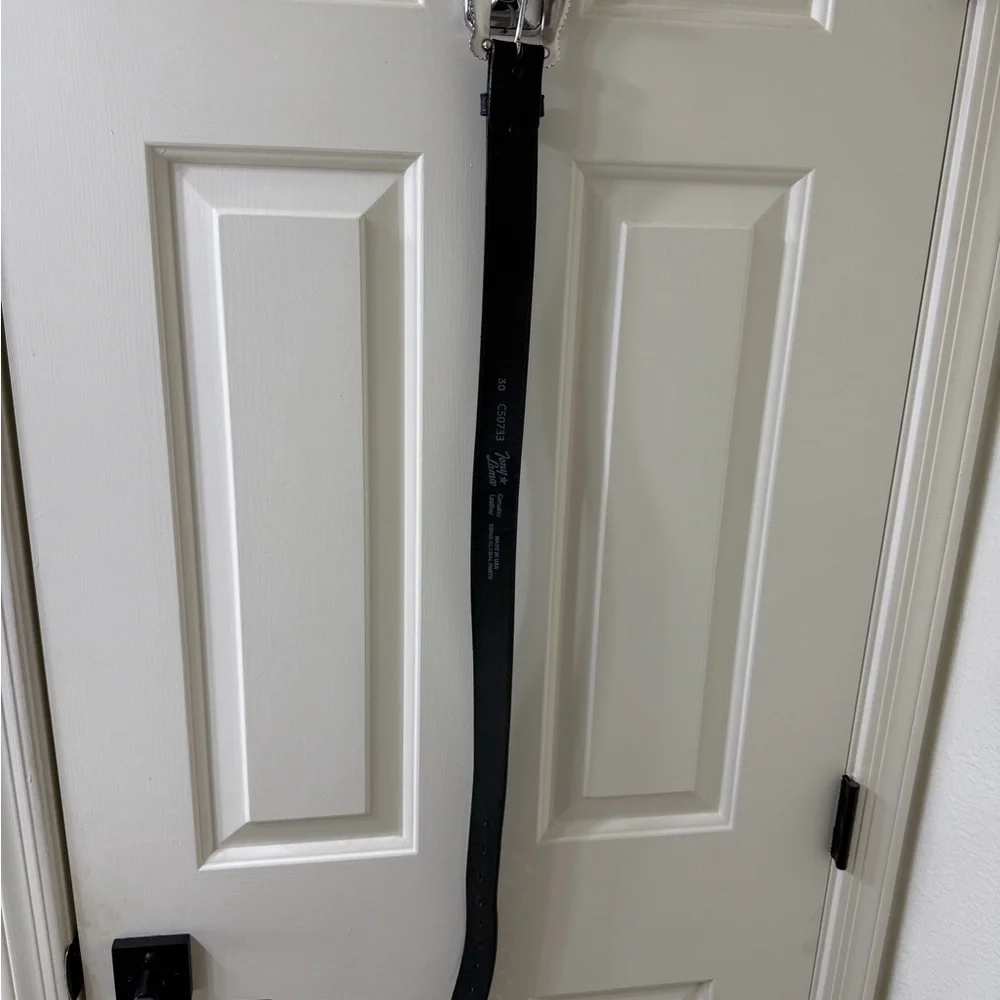 Tony Lama Black Leather Belt with Subtle Branding - Picture 6 of 9